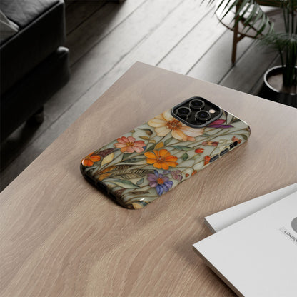 Phone case For iPhone & Samsung, Wildflower Mosaic MagSafe iPhone Case: Botanical Floral Design iPhone