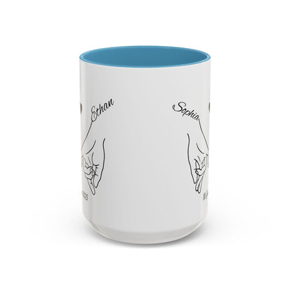 Holding Hands Couple Mug | Personalized Names & Date Coffee Cup | Custom Line Art Love Mug | Valentine Anniversary Gift for Couples