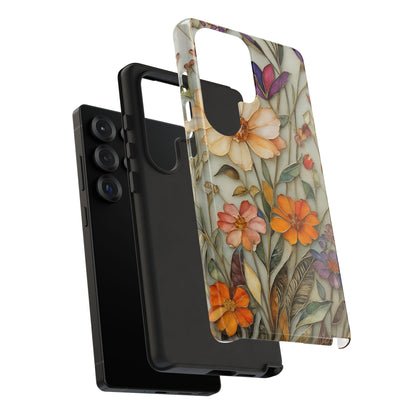 Phone case For iPhone & Samsung, Wildflower Mosaic MagSafe iPhone Case: Botanical Floral Design iPhone