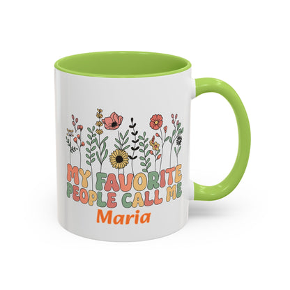 Personalized Floral Accent Mug, My Favorite People Call Me Coffee Cup, Perfect Gift for Friends, Family, Birthdays, Home Décor