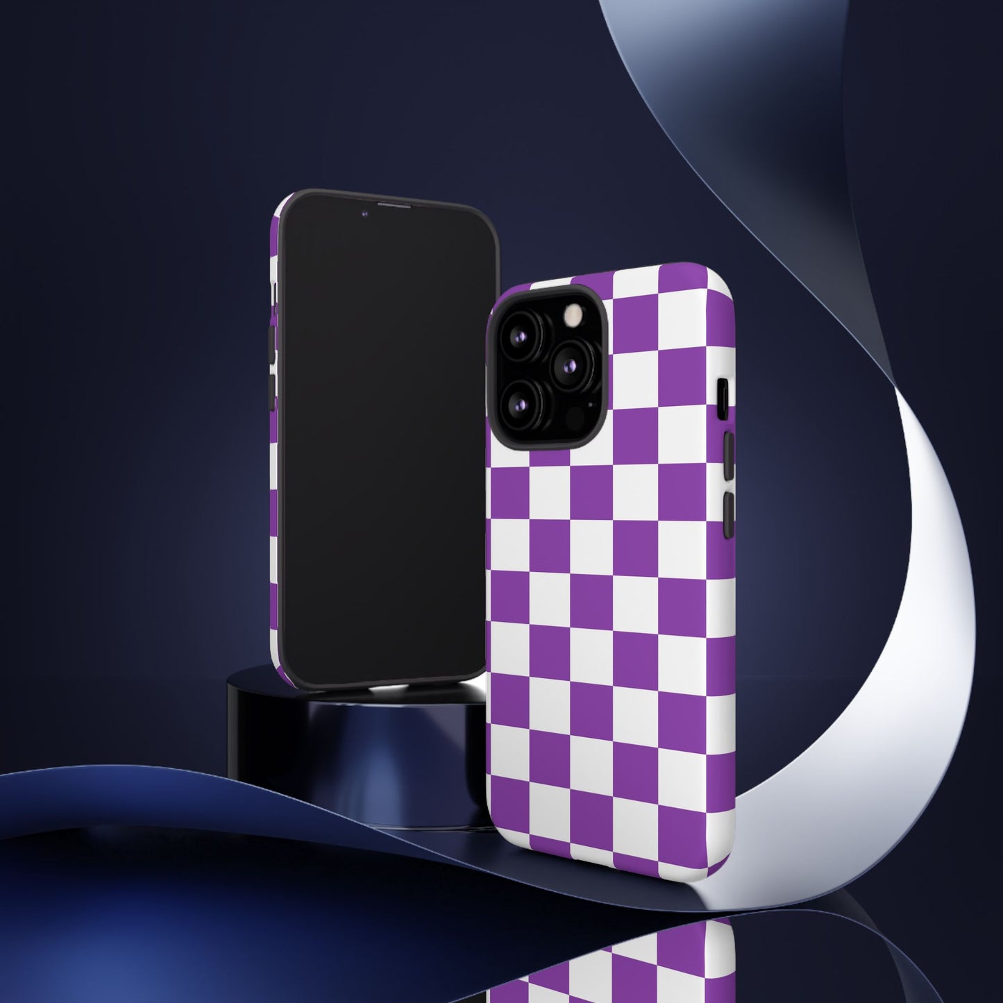 Purple Checkered Phone Case,  iPhone 17 Pro, 17, 16, 15, 14, 13, 12, 11, X, XR, XS MAX, Trendy Gift for Friends, Accessory for Occasions
