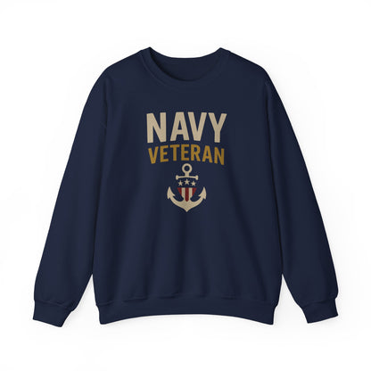 Navy Veteran Sweatshirt | Patriotic Military Pullover with Anchor | US Navy Gift for Men & Women | Veteran Pride Sweater