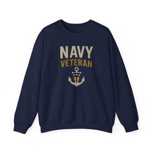 Navy Veteran Sweatshirt | Patriotic Military Pullover with Anchor | US Navy Gift for Men & Women | Veteran Pride Sweater