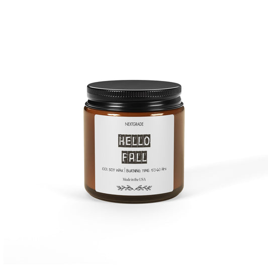 Cozy Hello Fall Scented Soy Candle, Hello Fall, Perfect for Autumn Decor, Home Fragrance, Gift for Her, Seasonal Celebration, Relaxation