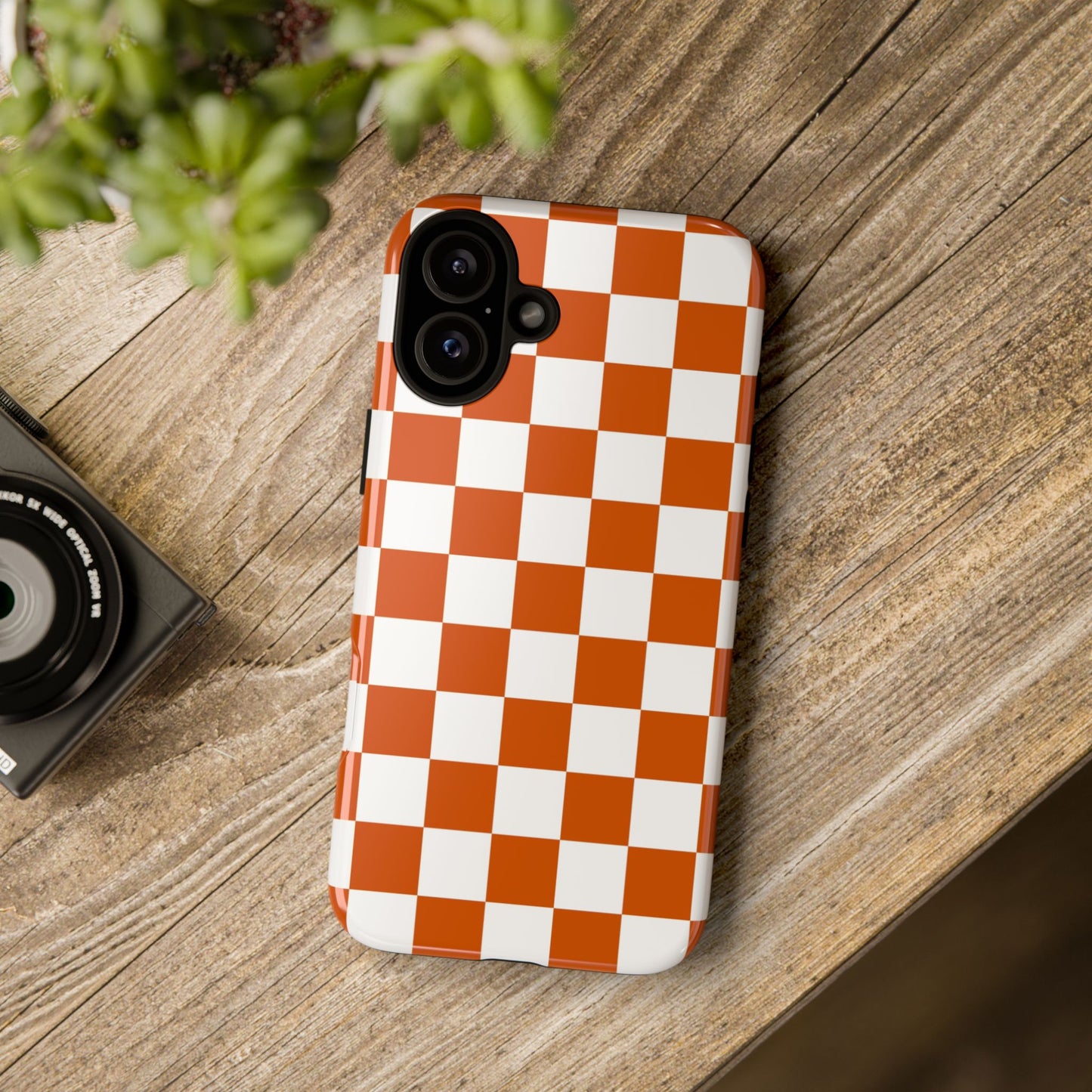 Checkered Phone Case, Checkered Phone Case - iPhone 17 16 15 14 13 12 11 Pro Max  - Trendy Black and Brown Checkerboard