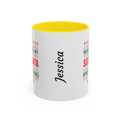 Personalized Secret Santa Accent Coffee Mug, Holiday Gift, Funny Christmas Mug, Unique Office Secret Santa Gift, Custom Drinkware