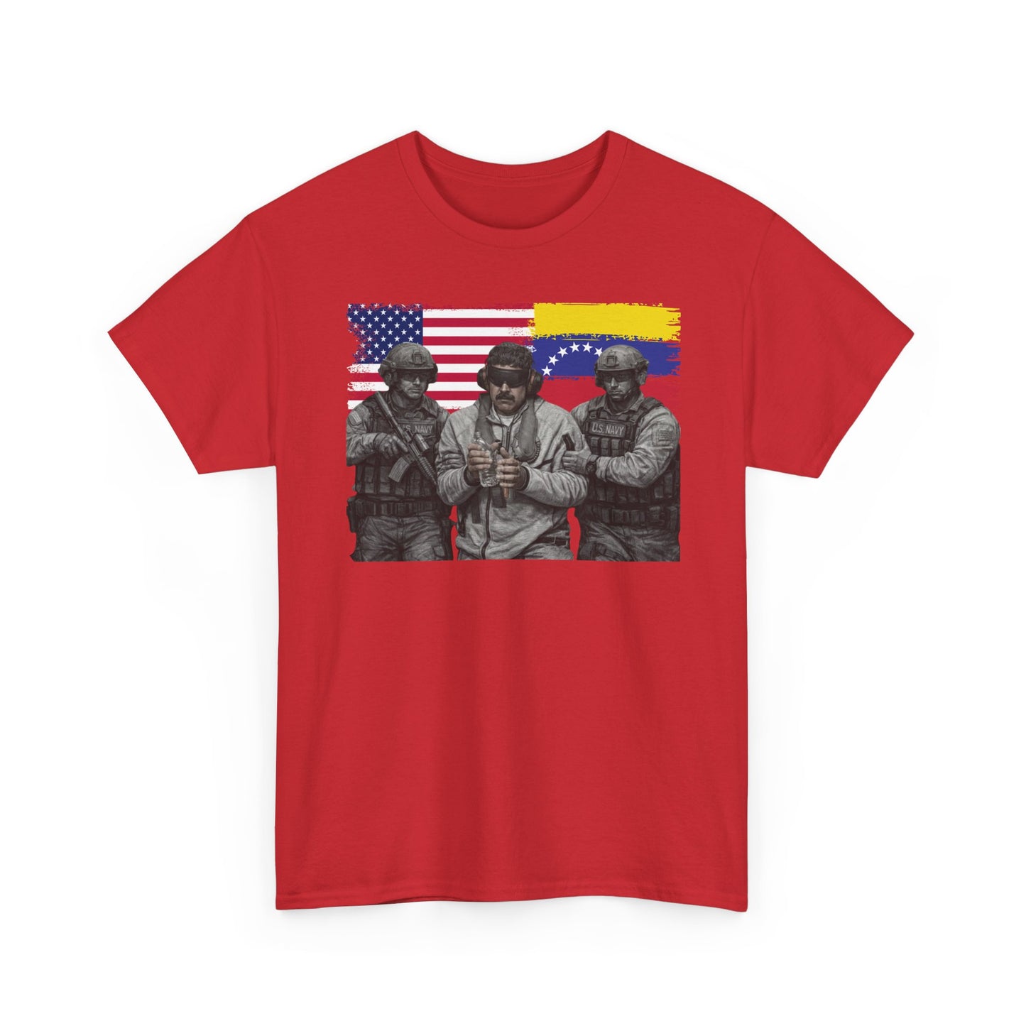 American and Venezuelan Flag Soldiers Tee, Nicolas Maduro Arrest Deportation Photo Tee T-shirt | Political Protest Graphic