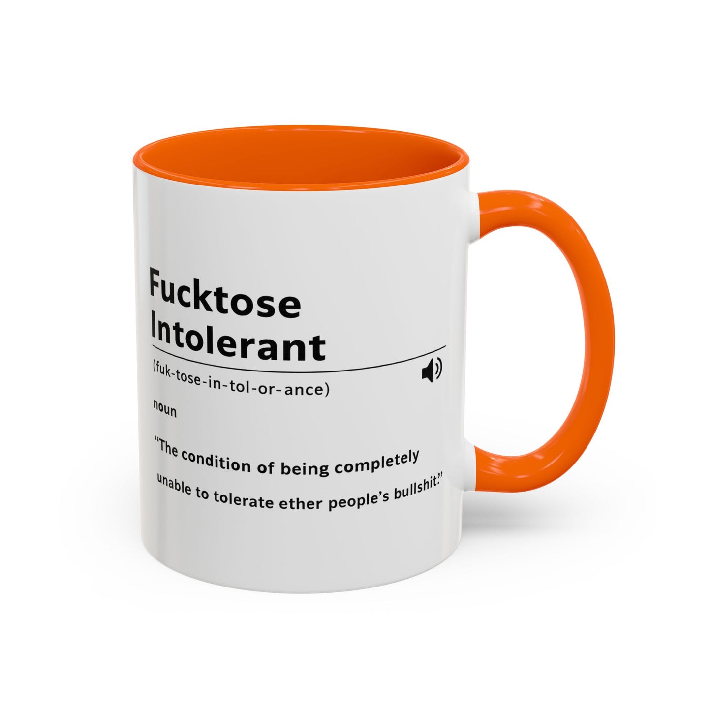 Fucktose Intolerant Definition Mug, Funny Accent Coffee Mug 11oz 15oz, Sarcastic Adult Humor Mug, Gag Gift for Friends