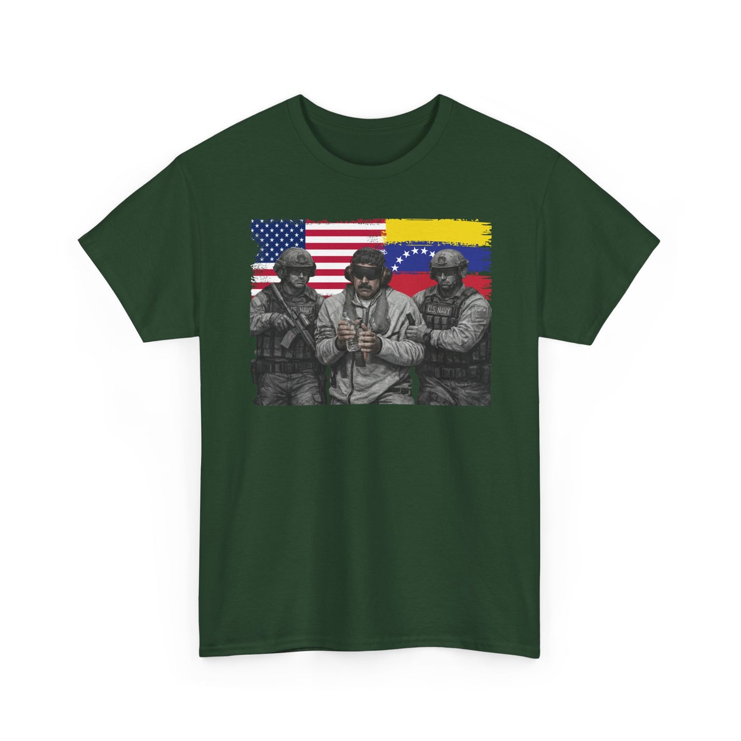 American and Venezuelan Flag Soldiers Tee, Nicolas Maduro Arrest Deportation Photo Tee T-shirt | Political Protest Graphic