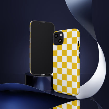 Yellow Checkered Phone Case - iPhone 17 Pro, 17, 16, 15, 14, 13, 12, 11, X, XR, XS MAX, Gift for Friends