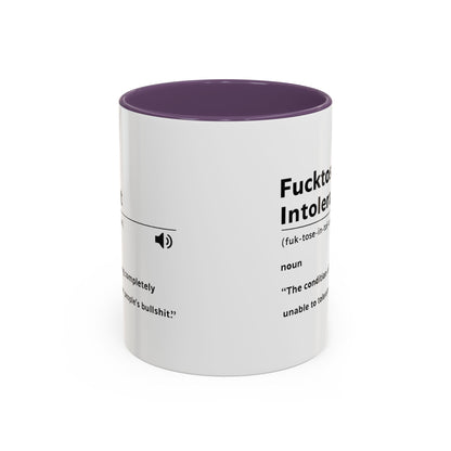 Fucktose Intolerant Definition Mug, Funny Accent Coffee Mug 11oz 15oz, Sarcastic Adult Humor Mug, Gag Gift for Friends