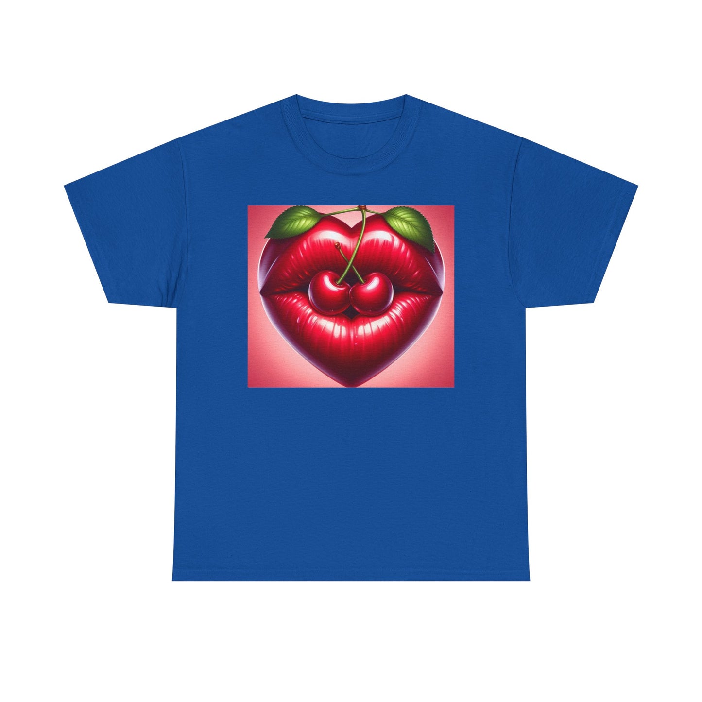 Cherry Lips Heart Graphic Tee, Retro Pop Art T-Shirt, Cute Aesthetic Cotton Shirt, Vintage Style Unisex Tee, Fun Statement Top