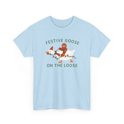 Festive Goose on the Loose Shirt, Funny Christmas Gingerbread Tee,  Holiday Comfort Colors T-Shirt, Cute Xmas Gift for Her and Him