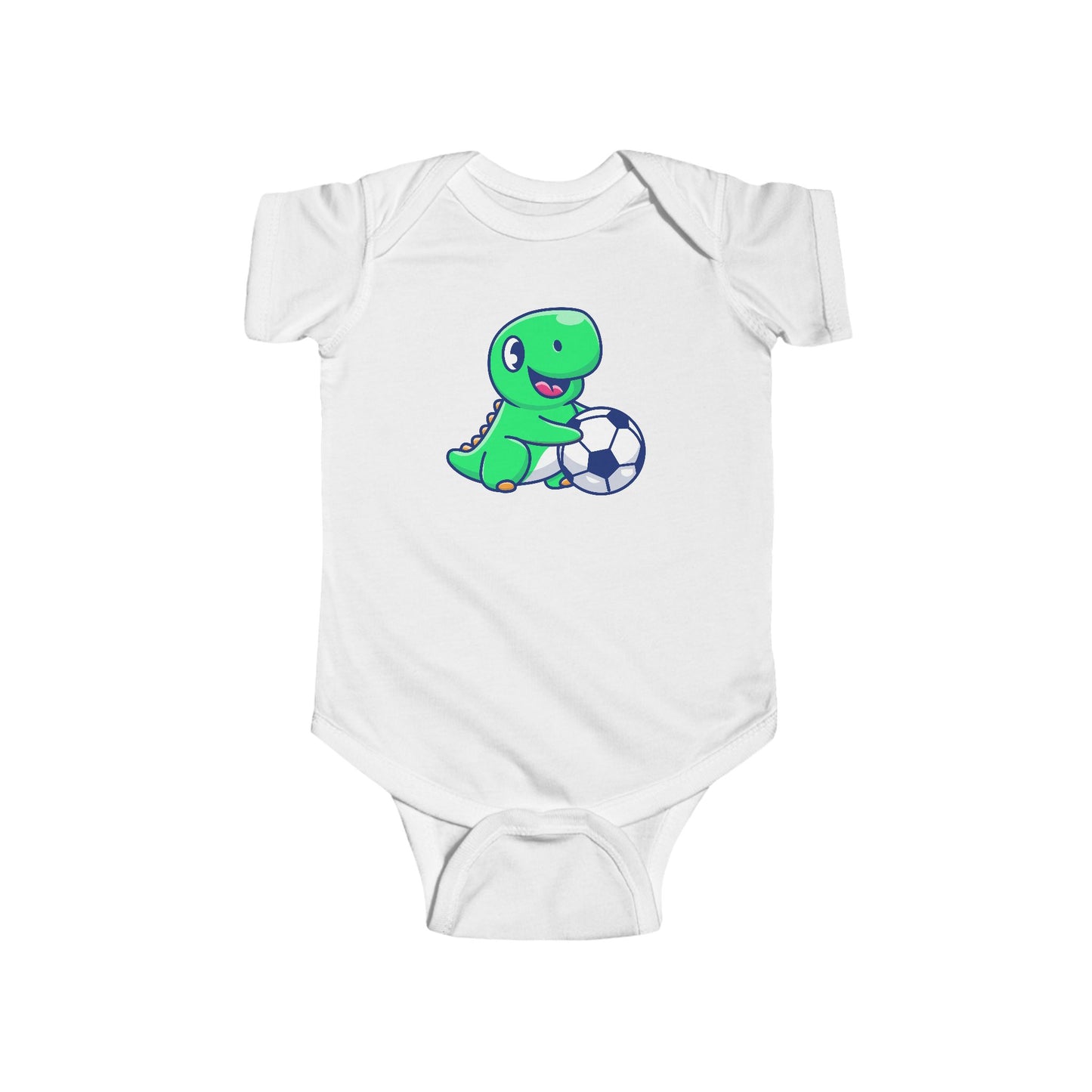 Cute Green Dinosaur Soccer Baby Onesie, Dino with Soccer Ball Infant Bodysuit, Baby Sports Outfit Gift, Football lover Mom and Dad