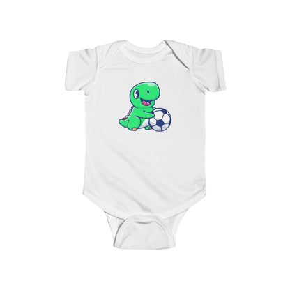 Cute Green Dinosaur Soccer Baby Onesie, Dino with Soccer Ball Infant Bodysuit, Baby Sports Outfit Gift, Football lover Mom and Dad