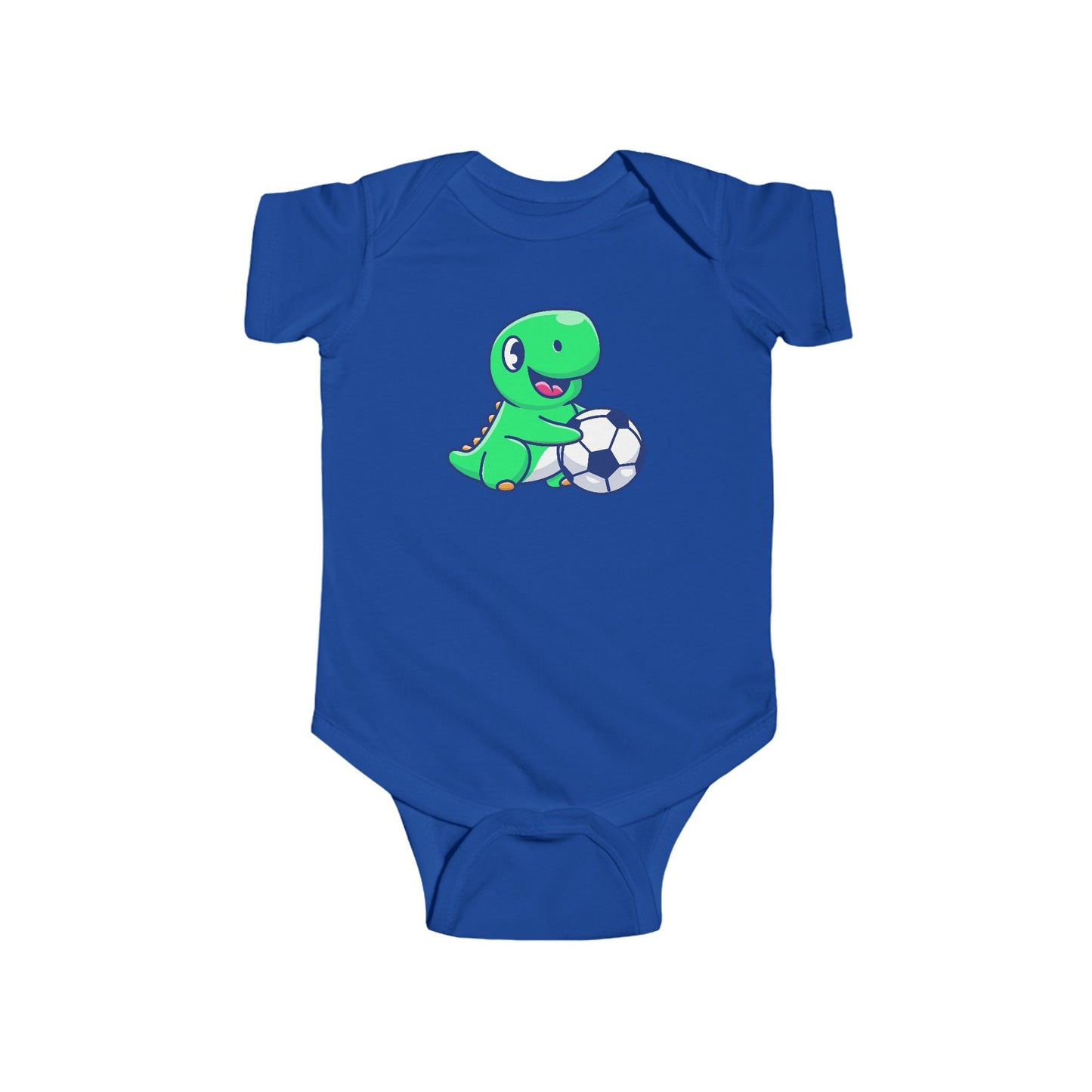 Cute Green Dinosaur Soccer Baby Onesie, Dino with Soccer Ball Infant Bodysuit, Baby Sports Outfit Gift, Football lover Mom and Dad