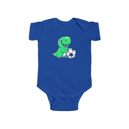 Cute Green Dinosaur Soccer Baby Onesie, Dino with Soccer Ball Infant Bodysuit, Baby Sports Outfit Gift, Football lover Mom and Dad