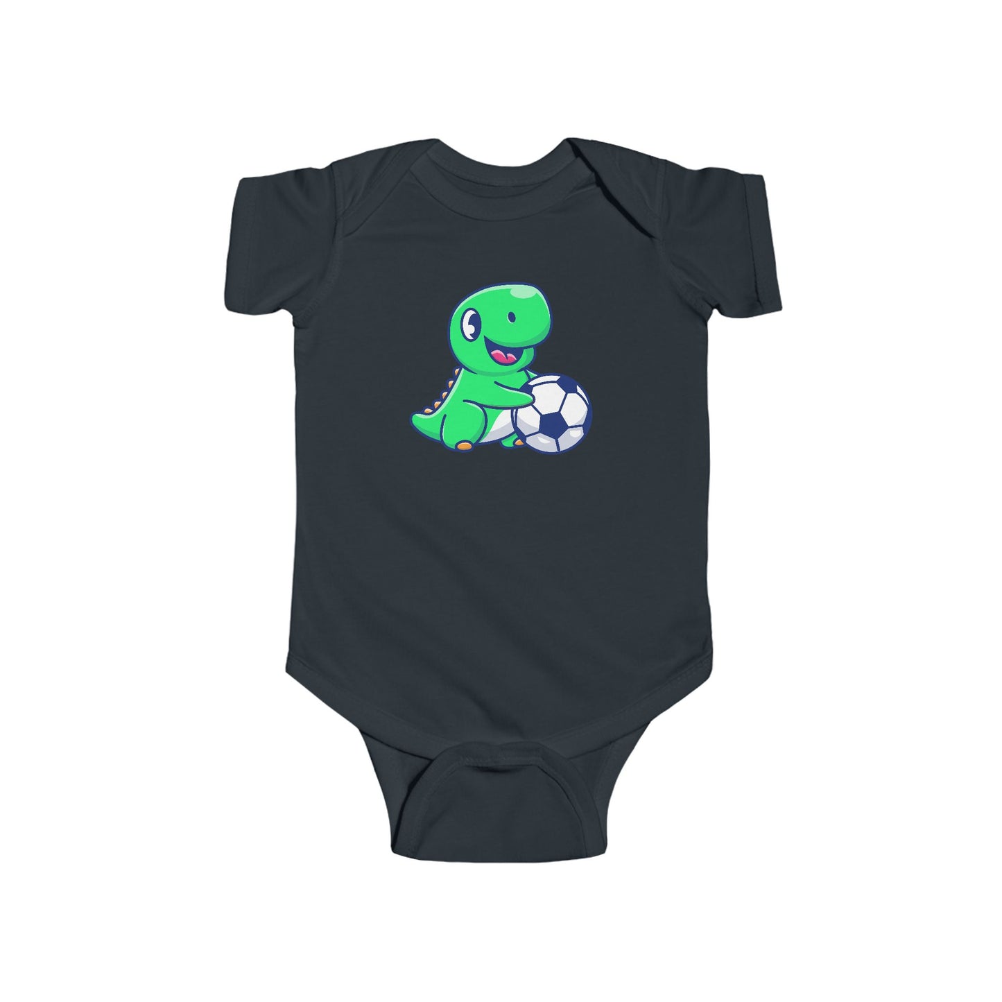 Cute Green Dinosaur Soccer Baby Onesie, Dino with Soccer Ball Infant Bodysuit, Baby Sports Outfit Gift, Football lover Mom and Dad