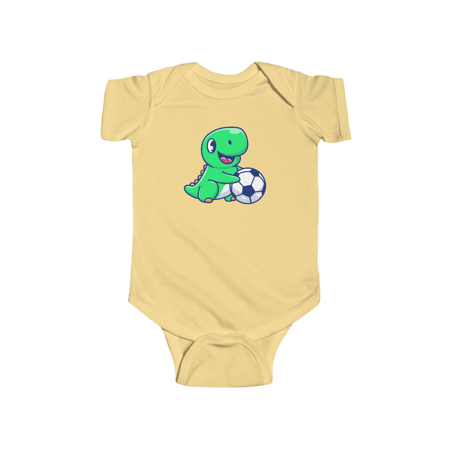 Cute Green Dinosaur Soccer Baby Onesie, Dino with Soccer Ball Infant Bodysuit, Baby Sports Outfit Gift, Football lover Mom and Dad