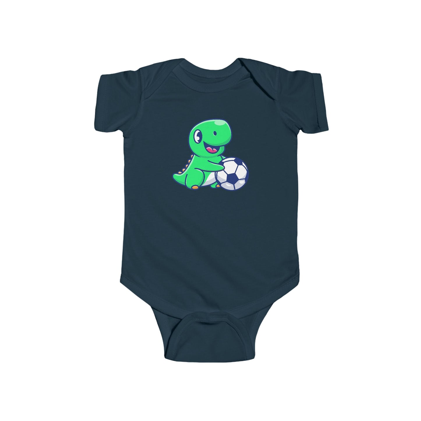 Cute Green Dinosaur Soccer Baby Onesie, Dino with Soccer Ball Infant Bodysuit, Baby Sports Outfit Gift, Football lover Mom and Dad