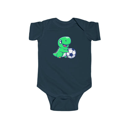 Cute Green Dinosaur Soccer Baby Onesie, Dino with Soccer Ball Infant Bodysuit, Baby Sports Outfit Gift, Football lover Mom and Dad