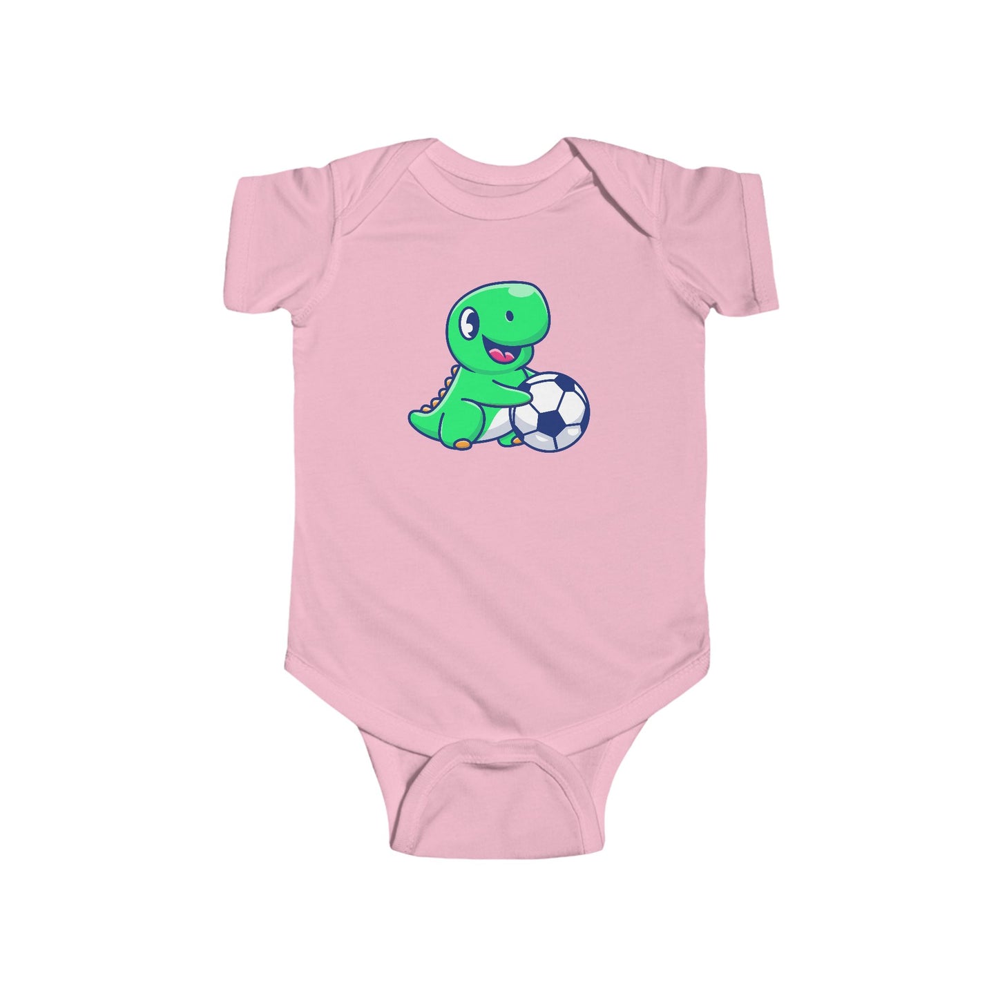 Cute Green Dinosaur Soccer Baby Onesie, Dino with Soccer Ball Infant Bodysuit, Baby Sports Outfit Gift, Football lover Mom and Dad