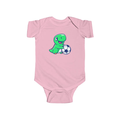 Cute Green Dinosaur Soccer Baby Onesie, Dino with Soccer Ball Infant Bodysuit, Baby Sports Outfit Gift, Football lover Mom and Dad