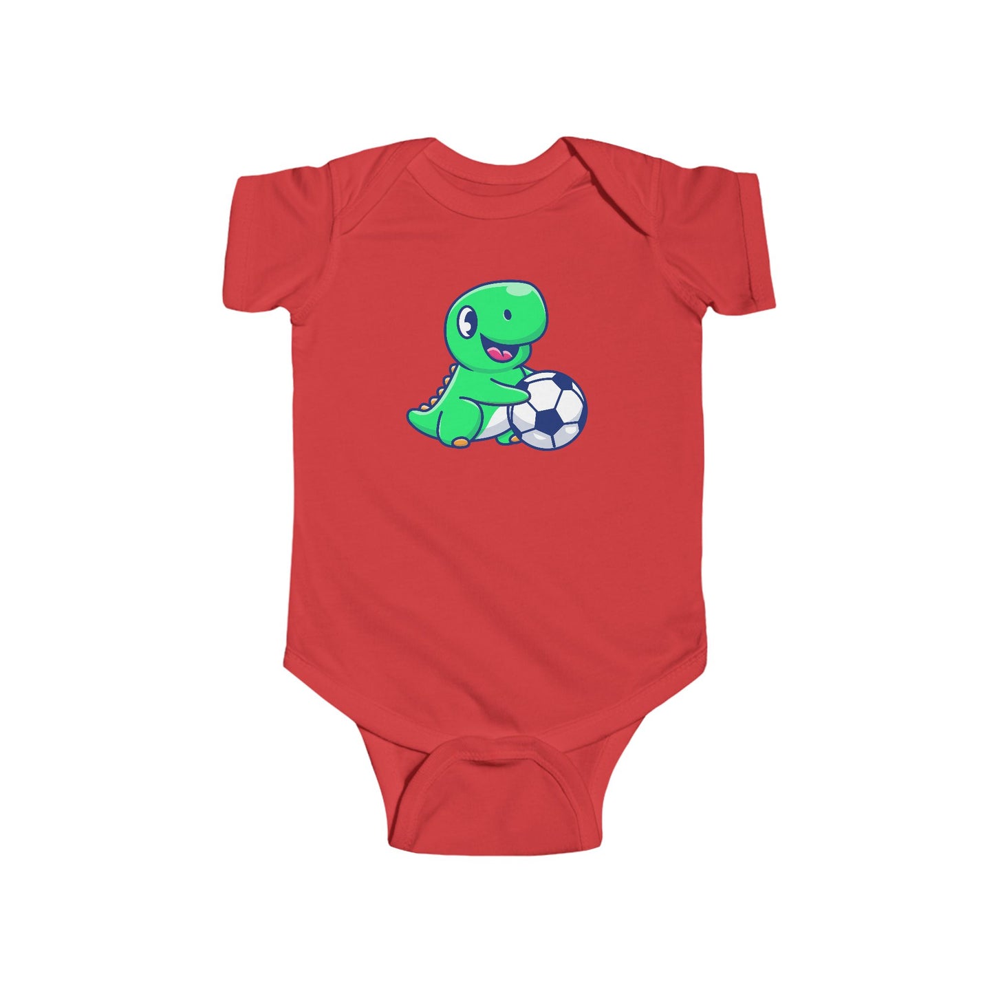 Cute Green Dinosaur Soccer Baby Onesie, Dino with Soccer Ball Infant Bodysuit, Baby Sports Outfit Gift, Football lover Mom and Dad