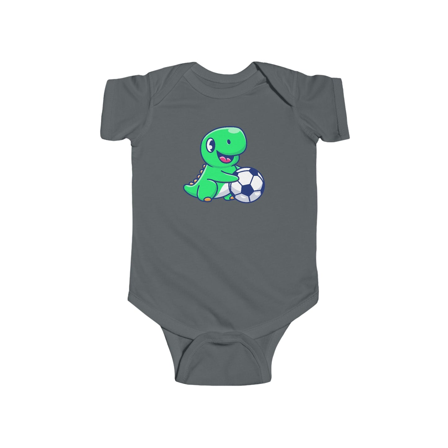 Cute Green Dinosaur Soccer Baby Onesie, Dino with Soccer Ball Infant Bodysuit, Baby Sports Outfit Gift, Football lover Mom and Dad