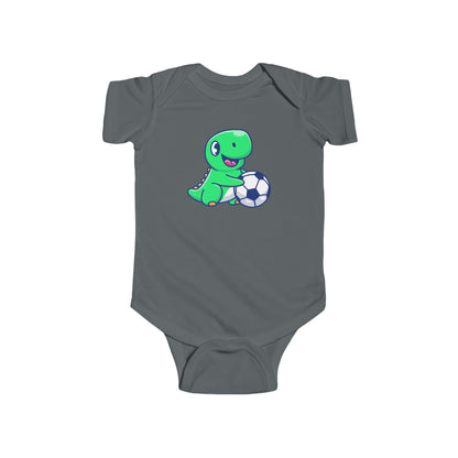 Cute Green Dinosaur Soccer Baby Onesie, Dino with Soccer Ball Infant Bodysuit, Baby Sports Outfit Gift, Football lover Mom and Dad