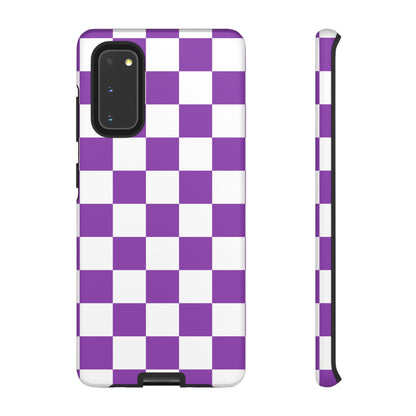 Purple Checkered Phone Case, Samsung Galaxy S25, S25 Plus, S24, S24 Plus, S24 Ultra, S23, S22, S22 Plus, S21 Ultra, S21 FE, S20+
