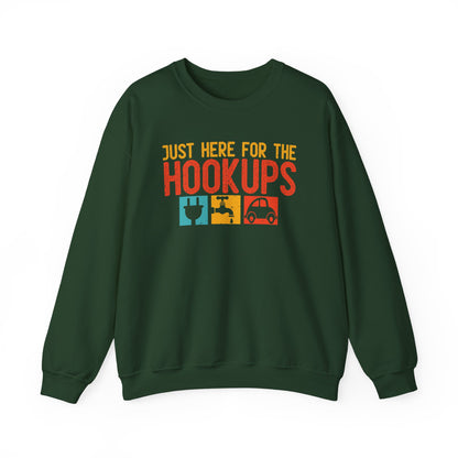 Just Here For The Hookups Sweatshirt | RV Camper Camping Pullover | Towing Camperplug Crewneck | RV Life Apparel