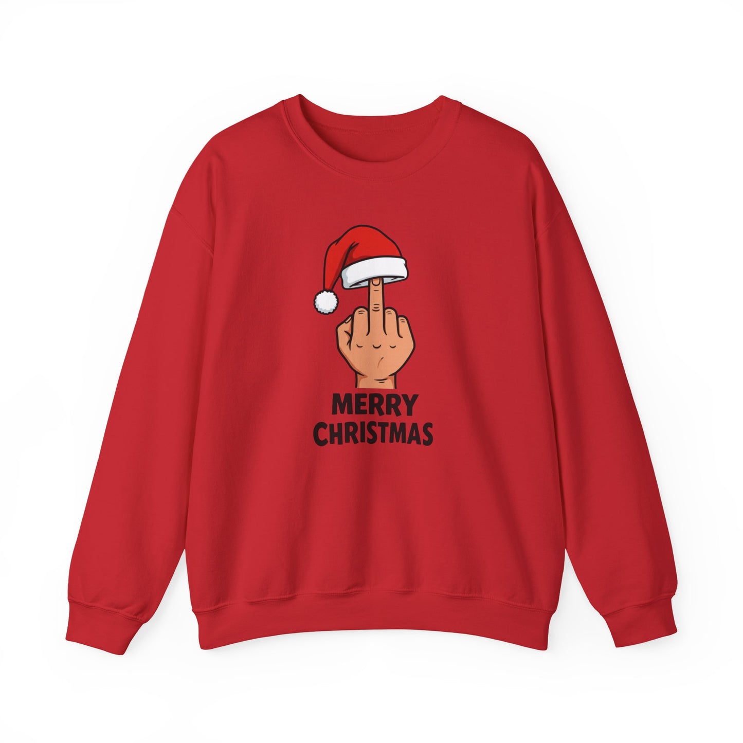 Funny Christmas Sweatshirt, Santa Hat Middle Finger Shirt, Merry Christmas Crewneck, Offensive Holiday Sweater, Funny Xmas Gift