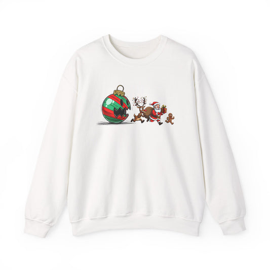 Funny Santa Running Christmas Sweatshirt | Cute Holiday Crewneck | Santa Reindeer Gingerbread Sweater | Christmas Gift