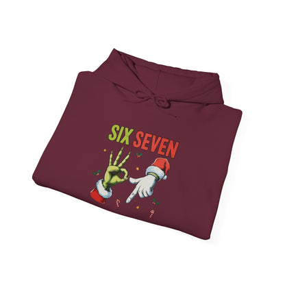 Funny Six Seven Christmas Hoodie | Santa Hands Holiday Pullover | Unisex Cozy Christmas Sweatshirt | Funny Holiday Gift for Men Women