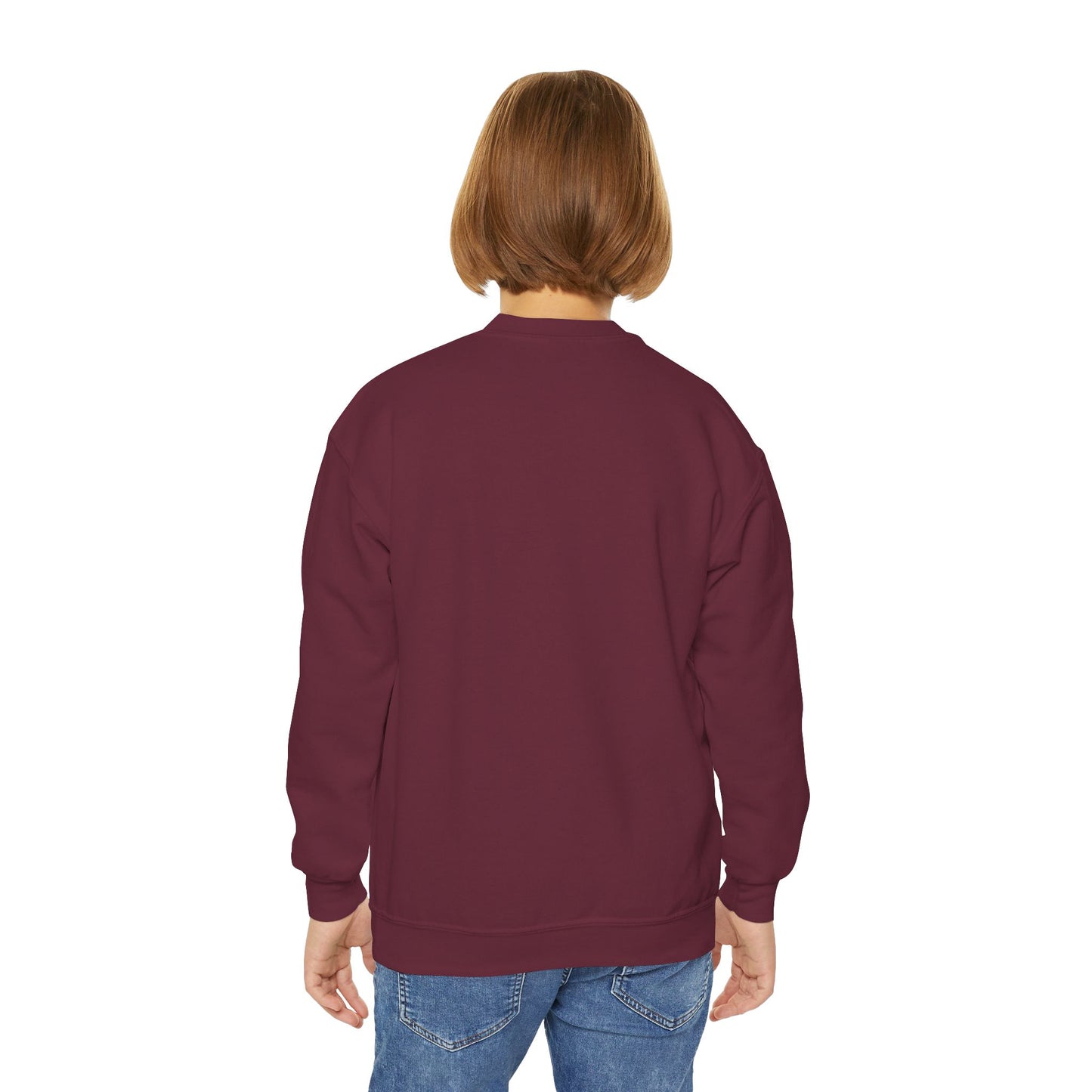 Festive Youth Crewneck Sweatshirt with Christmas Reindeer and Santa Hat, Holiday Gift for Kids, Winter Wear, Cozy Sweater, Christmas Apparel