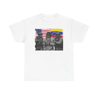 American and Venezuelan Flag Soldiers Tee, Nicolas Maduro Arrest Deportation Photo Tee T-shirt | Political Protest Graphic