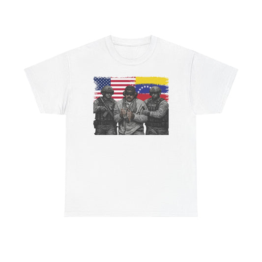 American and Venezuelan Flag Soldiers Tee, Nicolas Maduro Arrest Deportation Photo Tee T-shirt | Political Protest Graphic