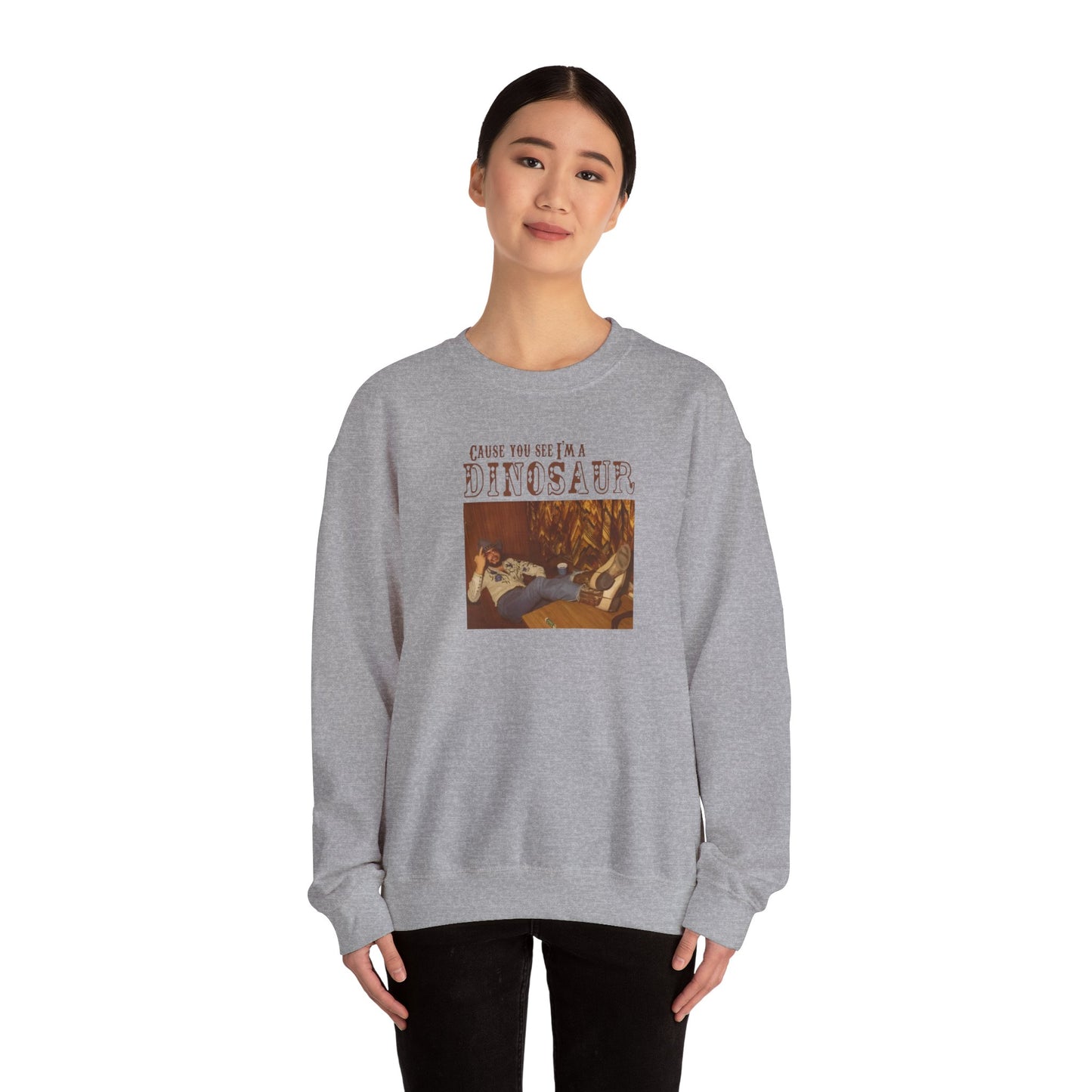 Cause You See I'ma Dinosaur Sweatshirt | Western Cowboy Crewneck | Boho Hippie Country Music Pullover | Vintage Southern Style Gift