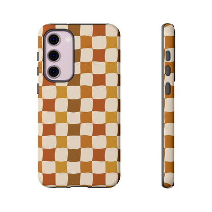 Boho Checked Phone Case, Checkerboard Design, Durable Protection, Phone Cover, Phone case For iPhone and Samsung, Trendy Phone Cover