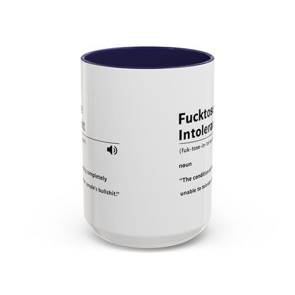 Fucktose Intolerant Definition Mug, Funny Accent Coffee Mug 11oz 15oz, Sarcastic Adult Humor Mug, Gag Gift for Friends