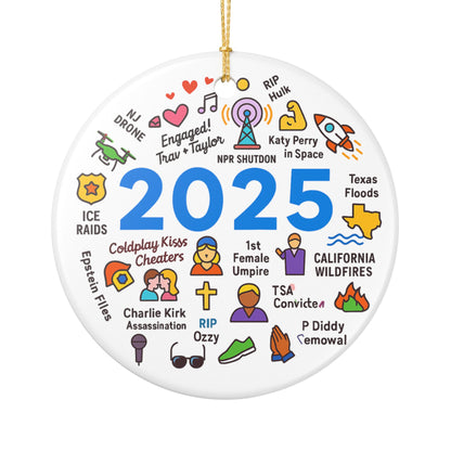 2025 Christmas Ornament, 2025 Year in Review Ornament, Major Notable Events Ornament, Funny Cute Year to Remember Commemorative Ornament