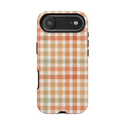 Boho Checkered Phone Case | Neutral Aesthetic Plaid Case | Retro Minimalist Check Design | iPhone Cover | Samsung Cover