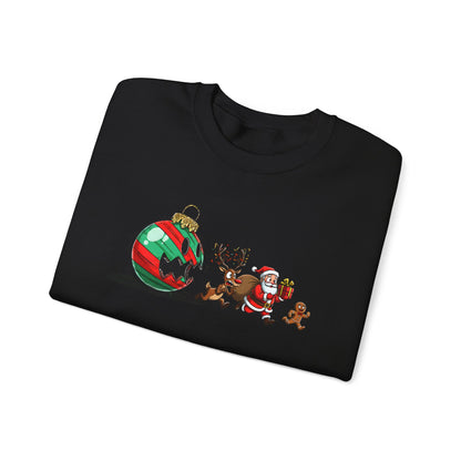 Funny Santa Running Christmas Sweatshirt | Cute Holiday Crewneck | Santa Reindeer Gingerbread Sweater | Christmas Gift