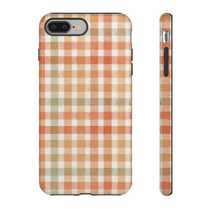 Boho Checkered Phone Case | Neutral Aesthetic Plaid Case | Retro Minimalist Check Design | iPhone Cover | Samsung Cover
