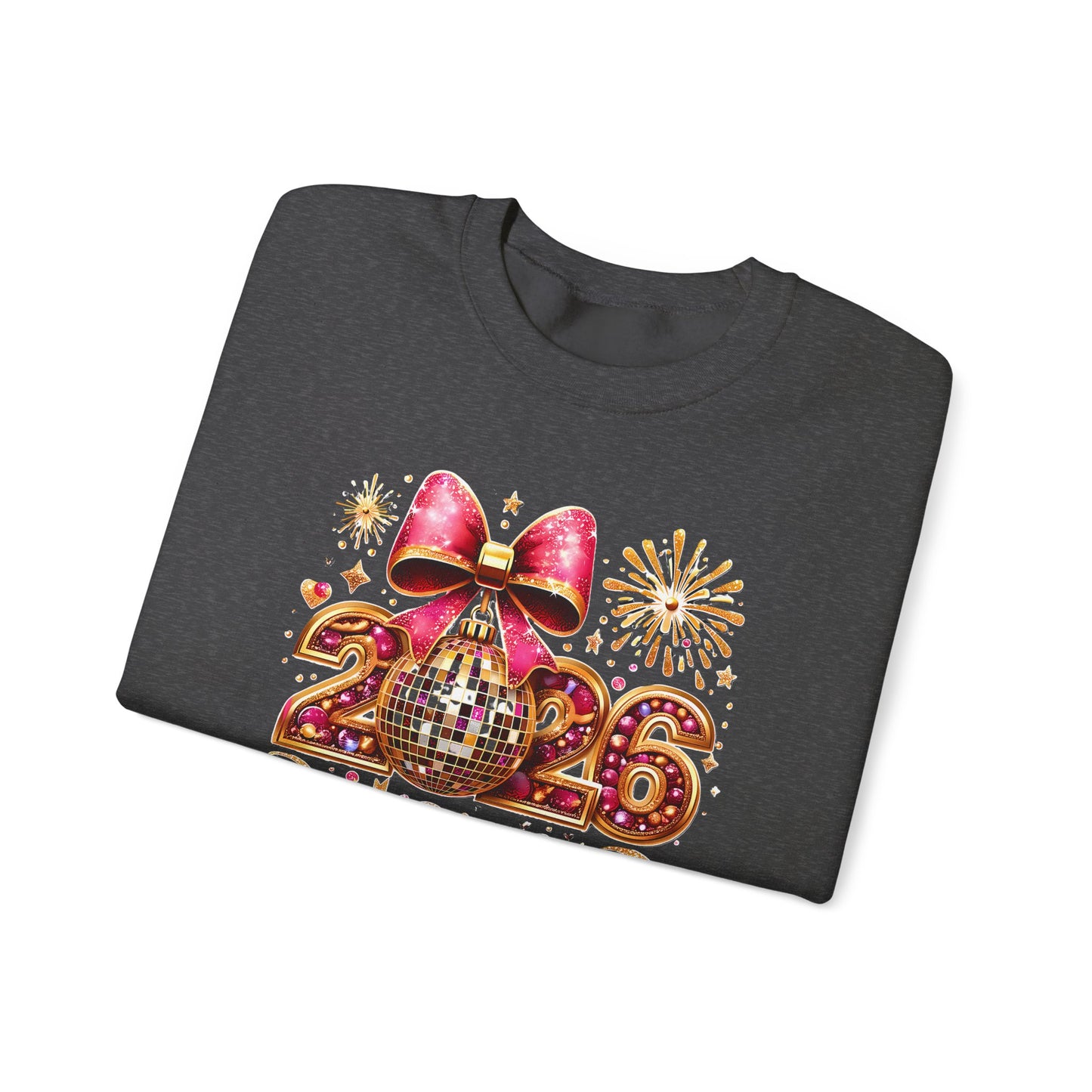Happy New Year 2026, Trendy New Years, Red And Gold Sequins Glitter Faux Sparkly New Year Shirt, Hello 2026