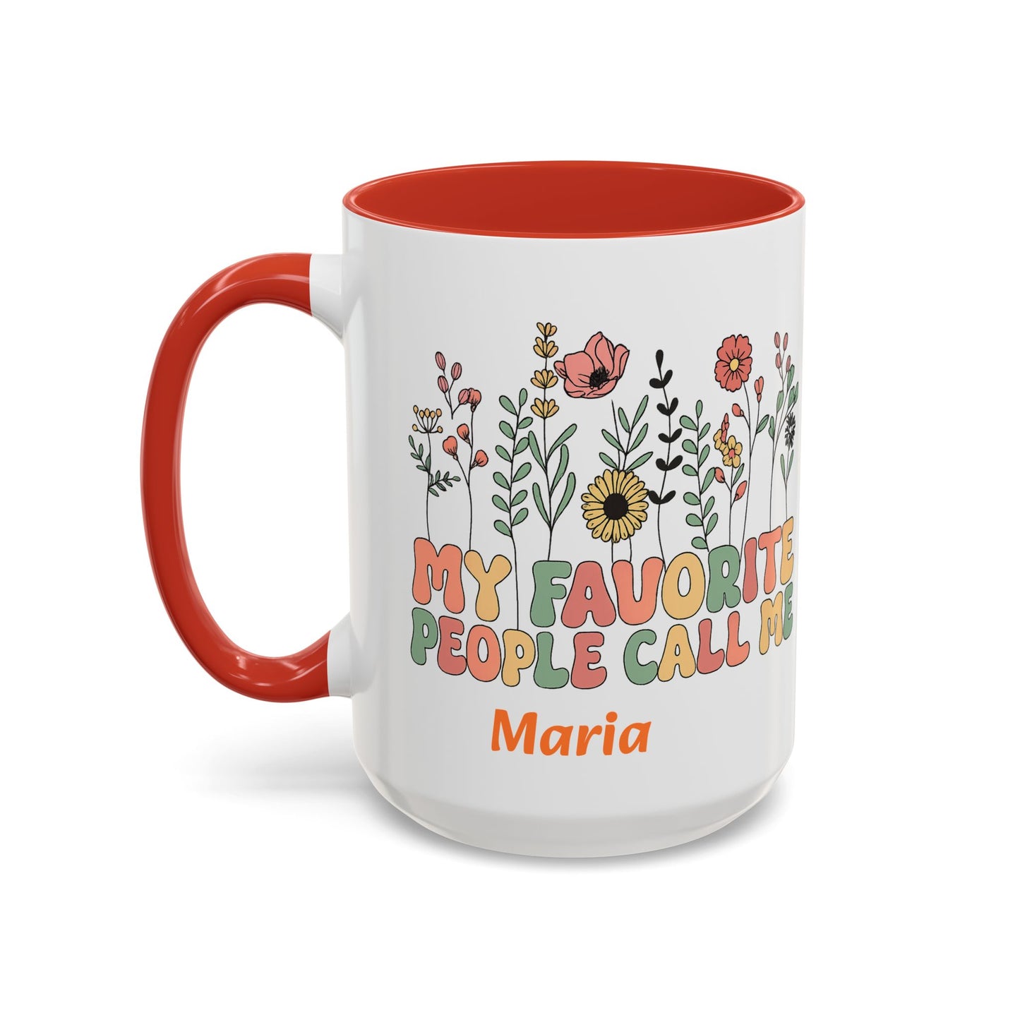 Personalized Floral Accent Mug, My Favorite People Call Me Coffee Cup, Perfect Gift for Friends, Family, Birthdays, Home Décor