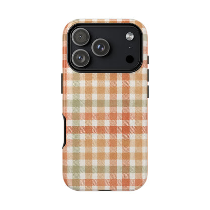 Boho Checkered Phone Case | Neutral Aesthetic Plaid Case | Retro Minimalist Check Design | iPhone Cover | Samsung Cover