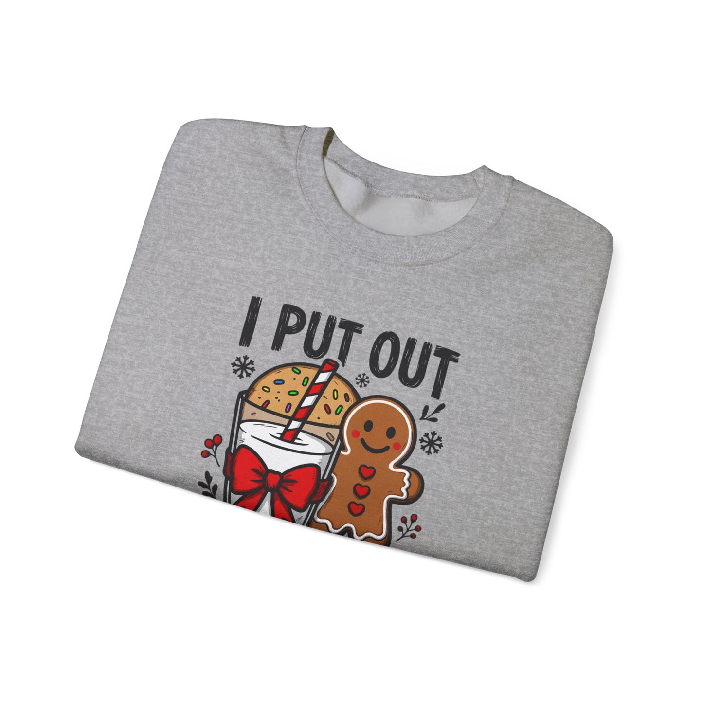 I Put Out For Santa Sweatshirt, Funny Christmas Crewneck, Cookies & Milk Holiday Sweater, Gingerbread Shirt, Xmas Party Sweatshirt