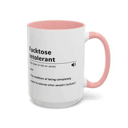 Fucktose Intolerant Definition Mug, Funny Accent Coffee Mug 11oz 15oz, Sarcastic Adult Humor Mug, Gag Gift for Friends